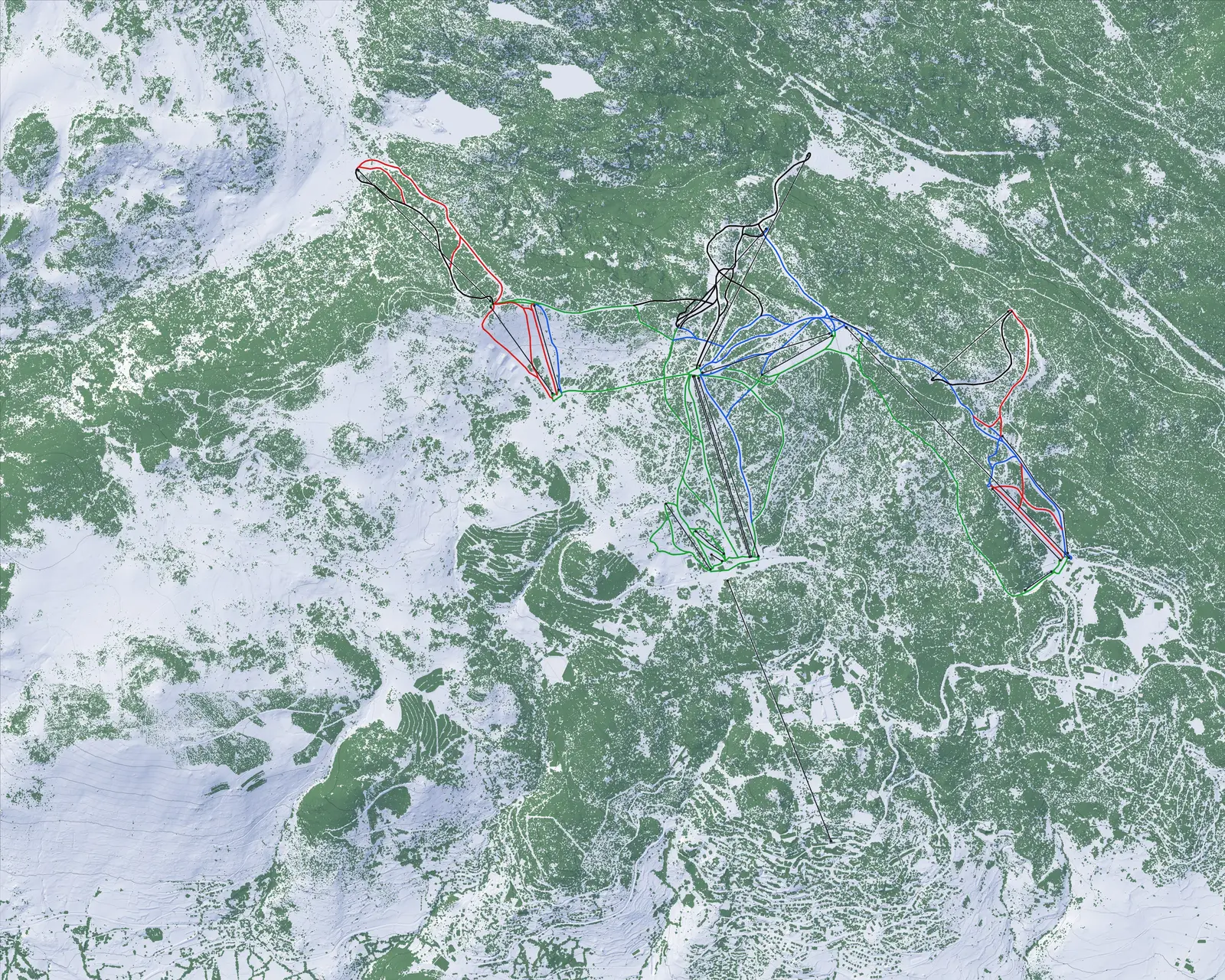Piste map of Font-Romeu Pyrénées 2000: terrain, forest and slopes by colour