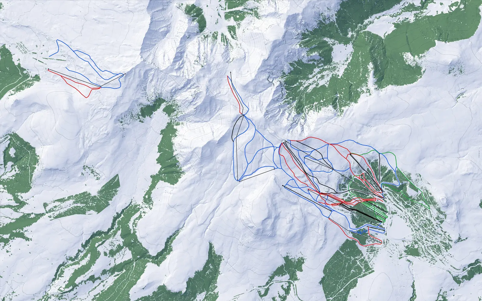 Pistenplan von Le Grand Sancy: Gelände, Wald und Pisten nach Farbe
